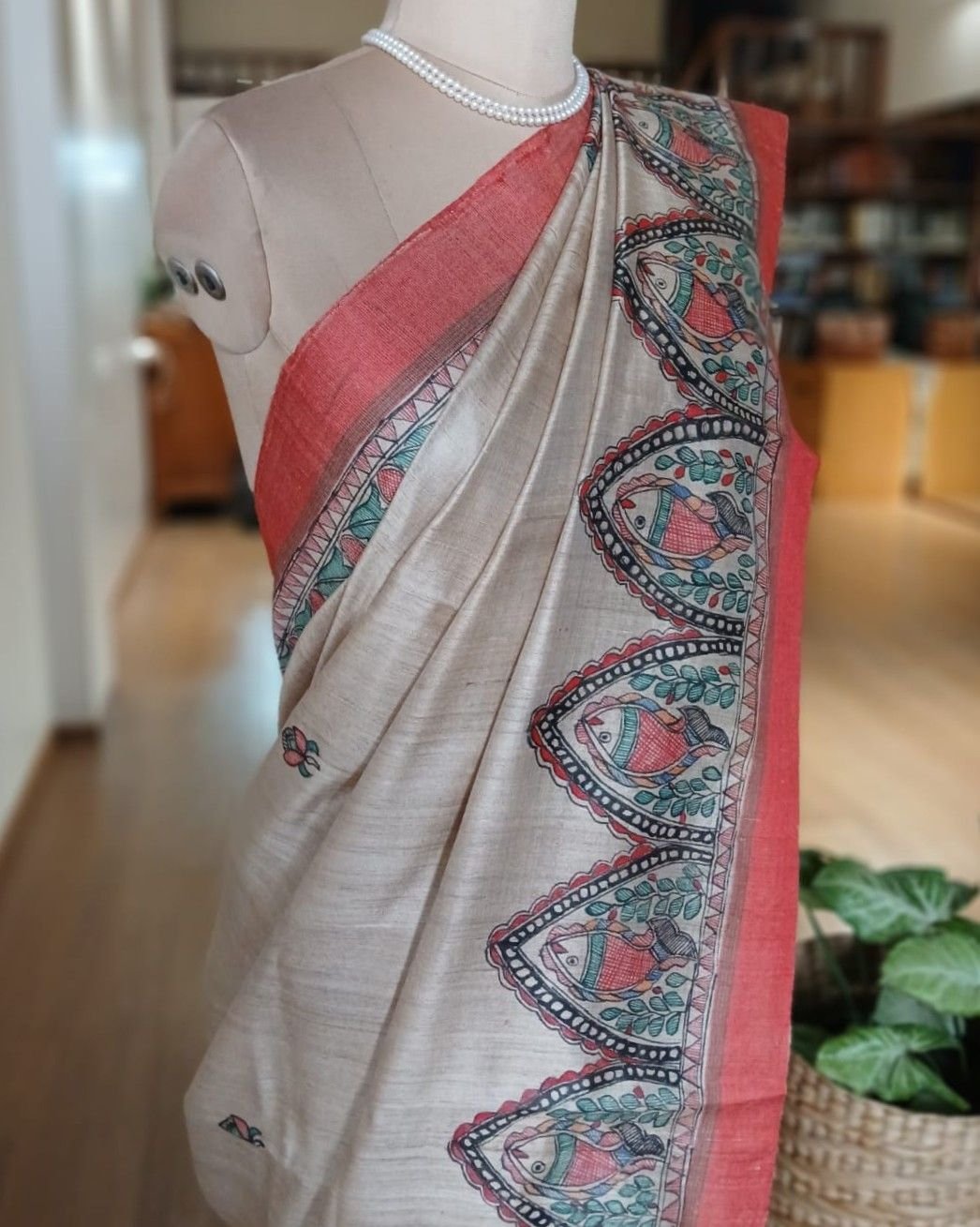 Madhubani on Tussar Silk – (MADT0024) - Image 7