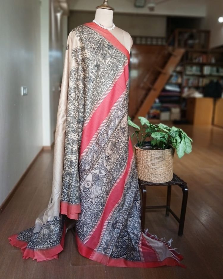 Madhubani on Tussar Silk – (MADT0015) - Image 8