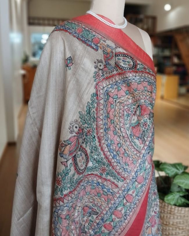 Madhubani on Tussar Silk – (MADT0024) - Image 9