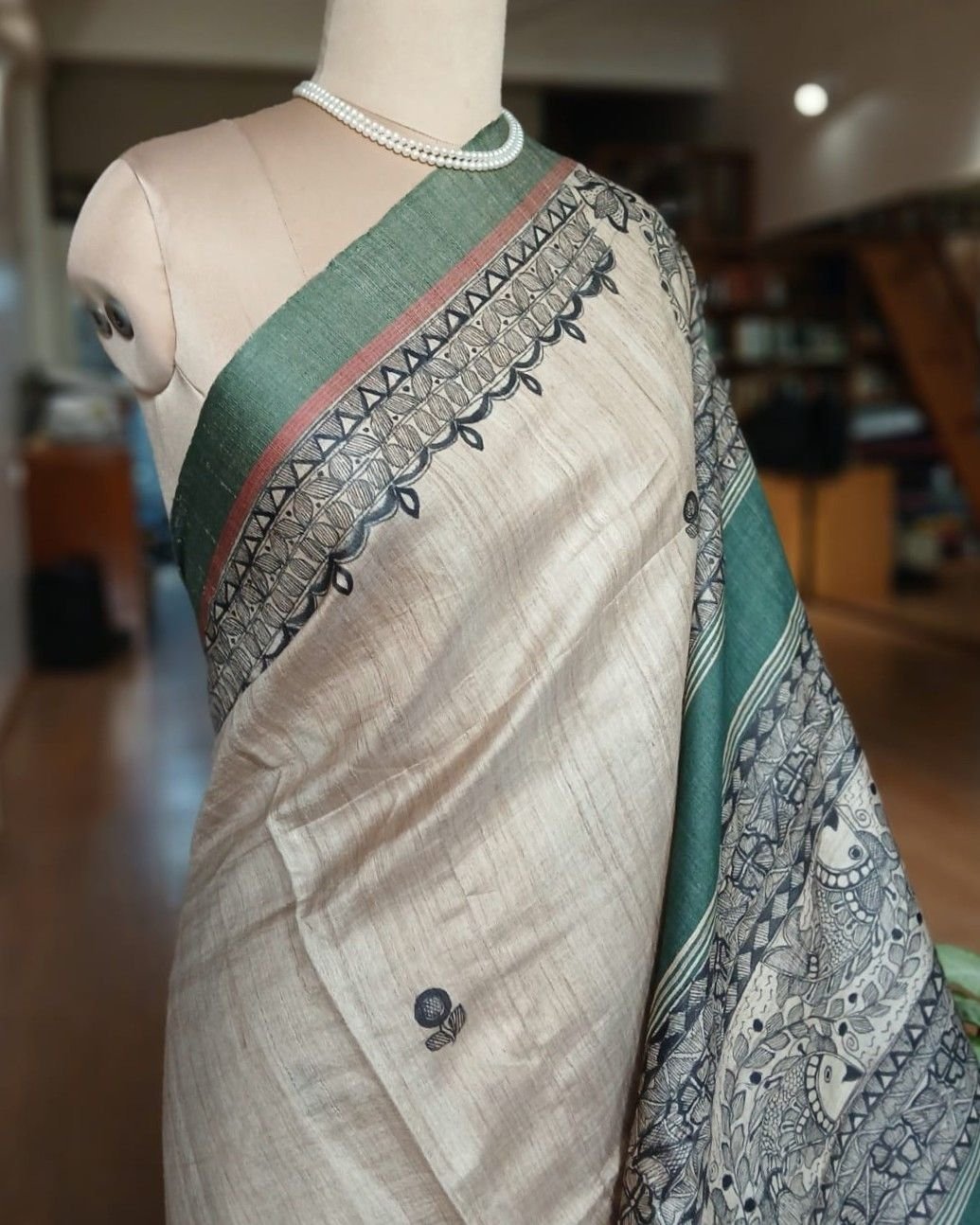 Madhubani on Tussar Silk – (MADT0021) - Image 4