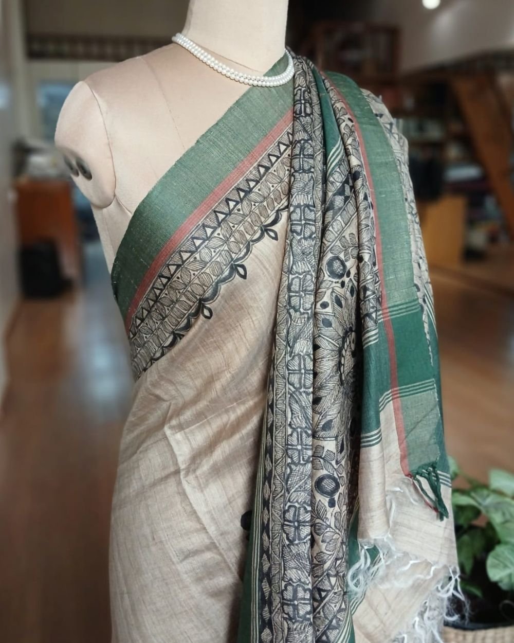 Madhubani on Tussar Silk – (MADT0021) - Image 6
