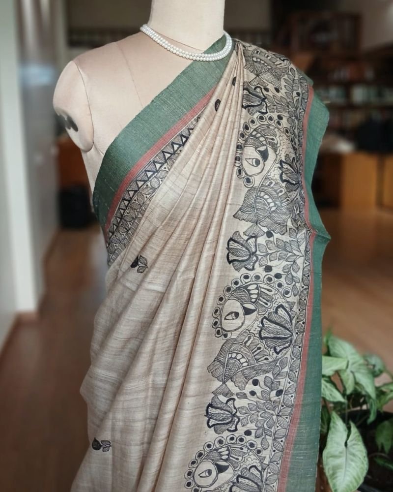 Madhubani on Tussar Silk – (MADT0021) - Image 7