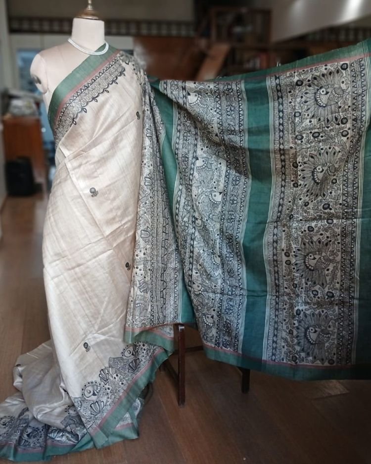 Madhubani on Tussar Silk – (MADT0021) - Image 3