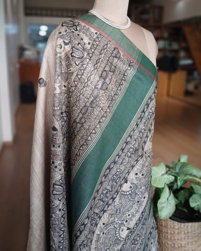 Madhubani on Tussar Silk – (MADT0021) - Image 8