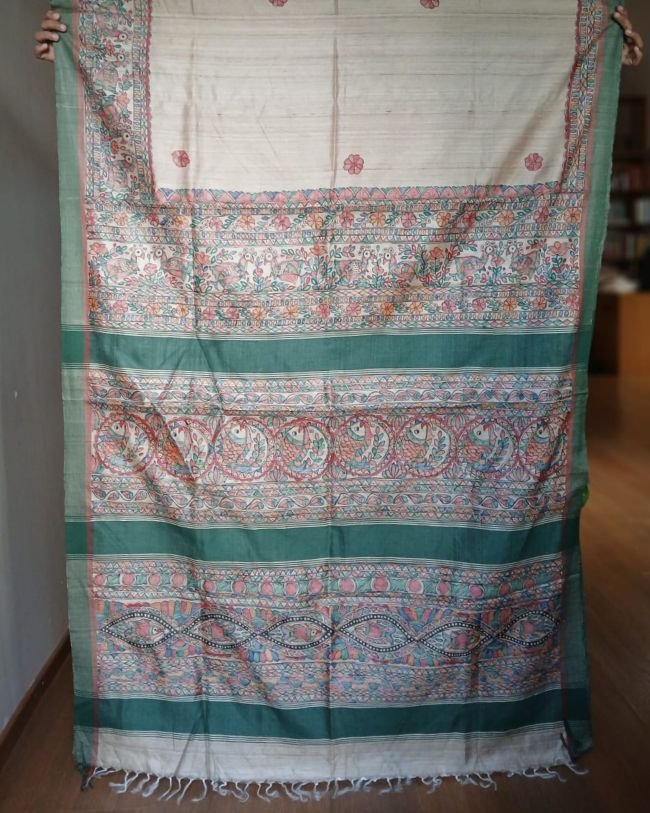 Madhubani on Tussar Silk – (MADT0016) - Image 10