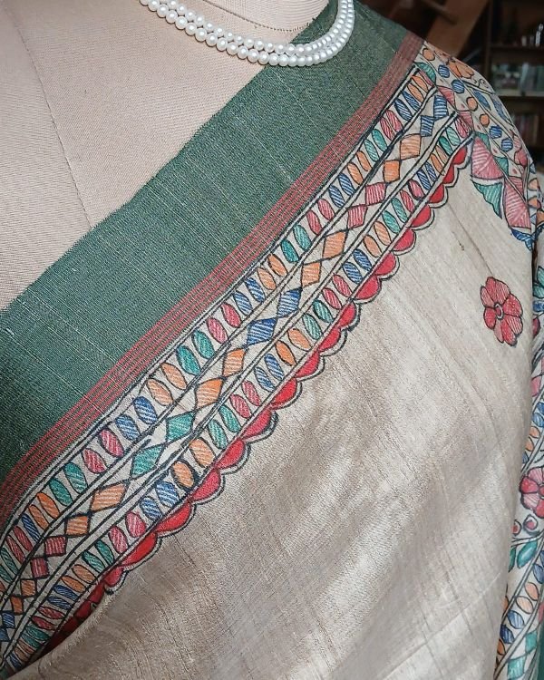 Madhubani on Tussar Silk – (MADT0016) - Image 5