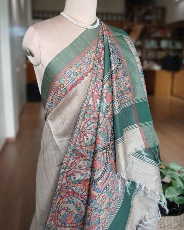 Madhubani on Tussar Silk – (MADT0016) - Image 6