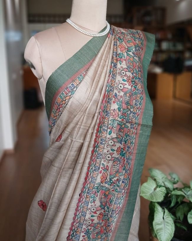 Madhubani on Tussar Silk – (MADT0016) - Image 7