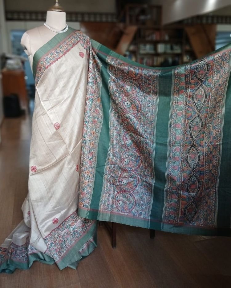 Madhubani on Tussar Silk – (MADT0016) - Image 3
