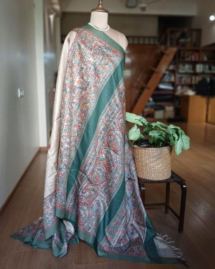Madhubani on Tussar Silk – (MADT0016) - Image 8