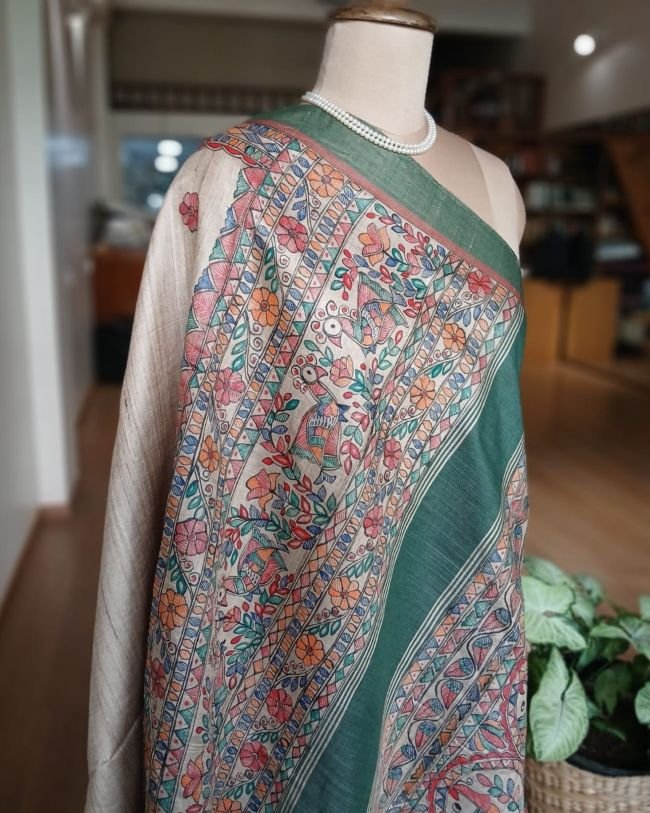 Madhubani on Tussar Silk – (MADT0016) - Image 9