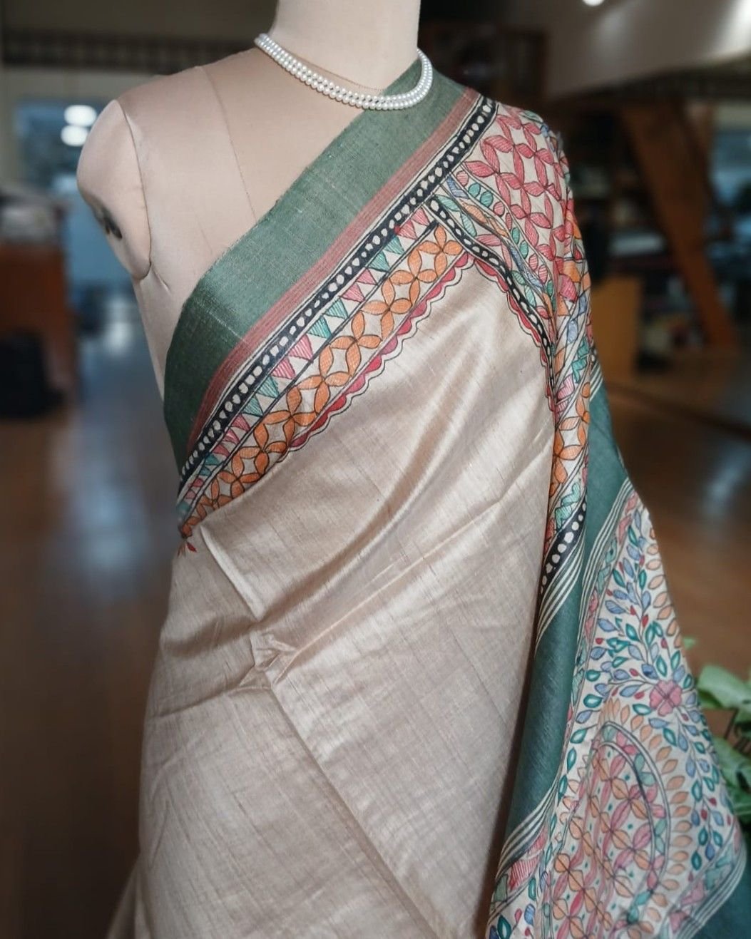 Madhubani on Tussar Silk – (MADT0019) - Image 4