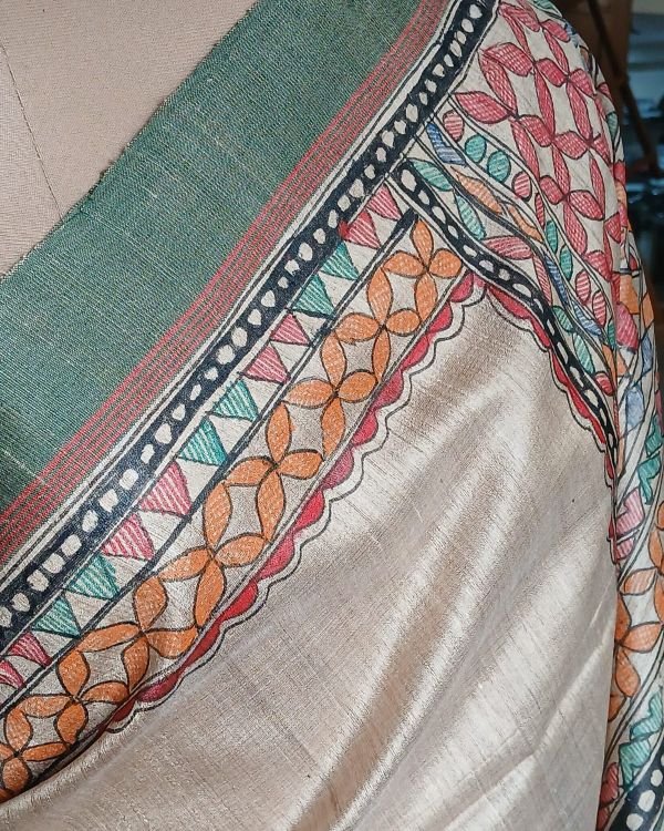 Madhubani on Tussar Silk – (MADT0019) - Image 5