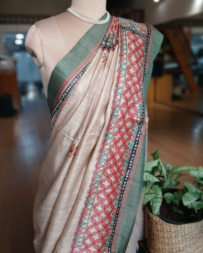 Madhubani on Tussar Silk – (MADT0019) - Image 7