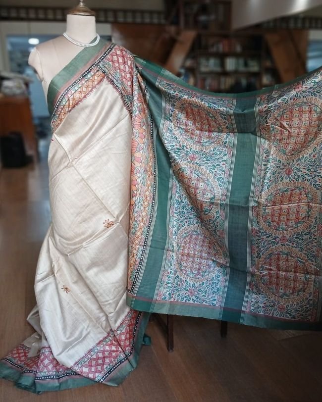 Madhubani on Tussar Silk – (MADT0019) - Image 3