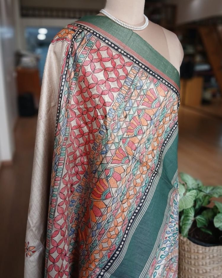 Madhubani on Tussar Silk – (MADT0019) - Image 9