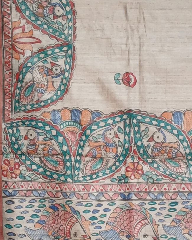 Madhubani on Tussar Silk – (MADT0020) - Image 12