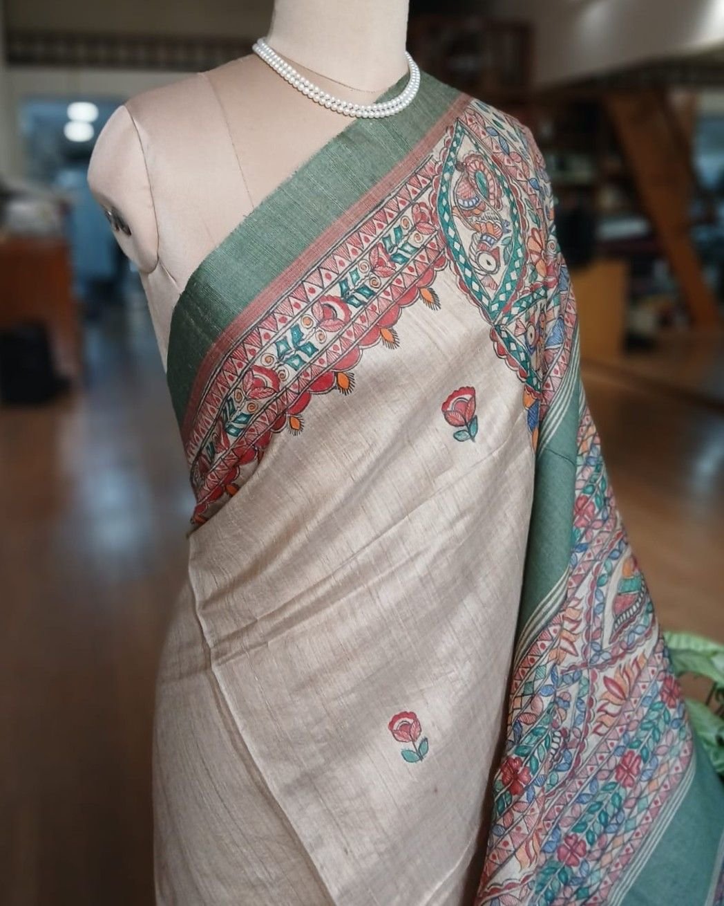 Madhubani on Tussar Silk – (MADT0020) - Image 4