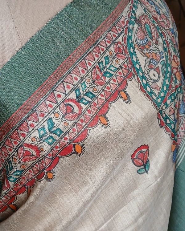 Madhubani on Tussar Silk – (MADT0020) - Image 5