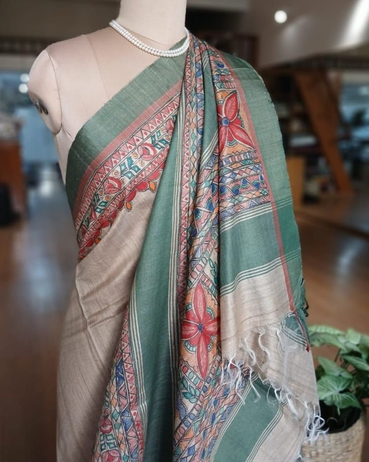 Madhubani on Tussar Silk – (MADT0020) - Image 6