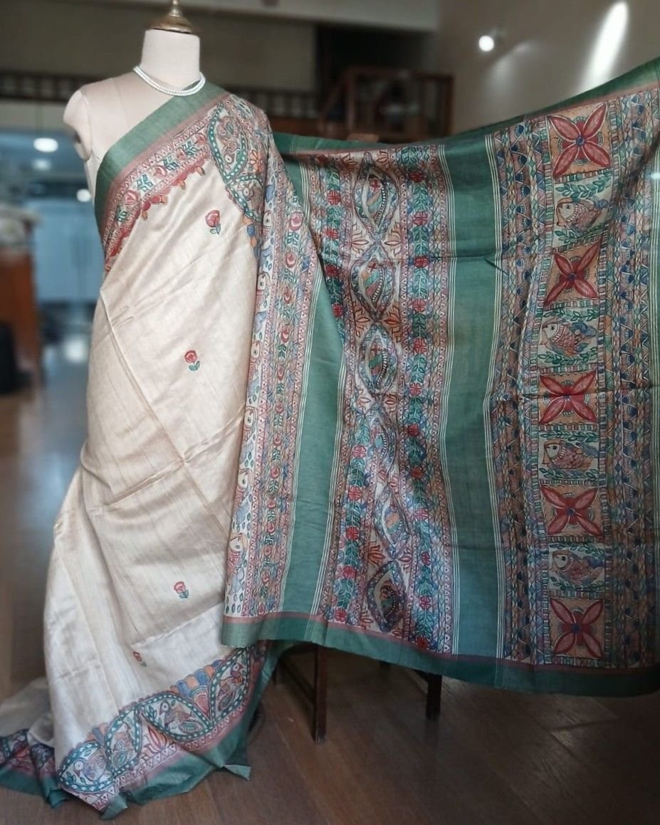 Madhubani on Tussar Silk – (MADT0020) - Image 3