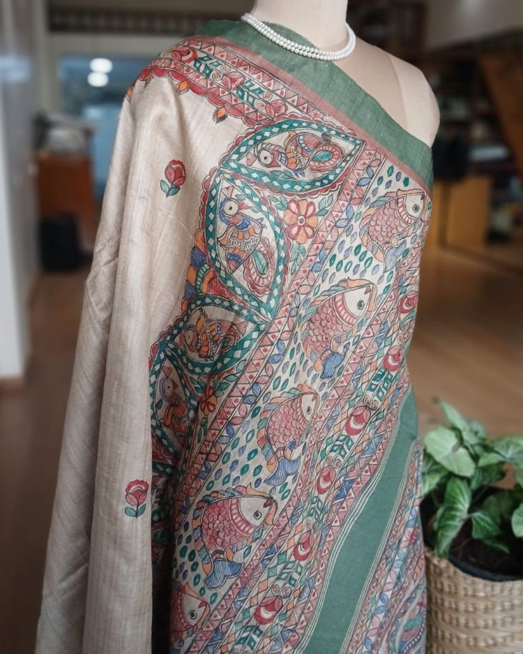 Madhubani on Tussar Silk – (MADT0020) - Image 9