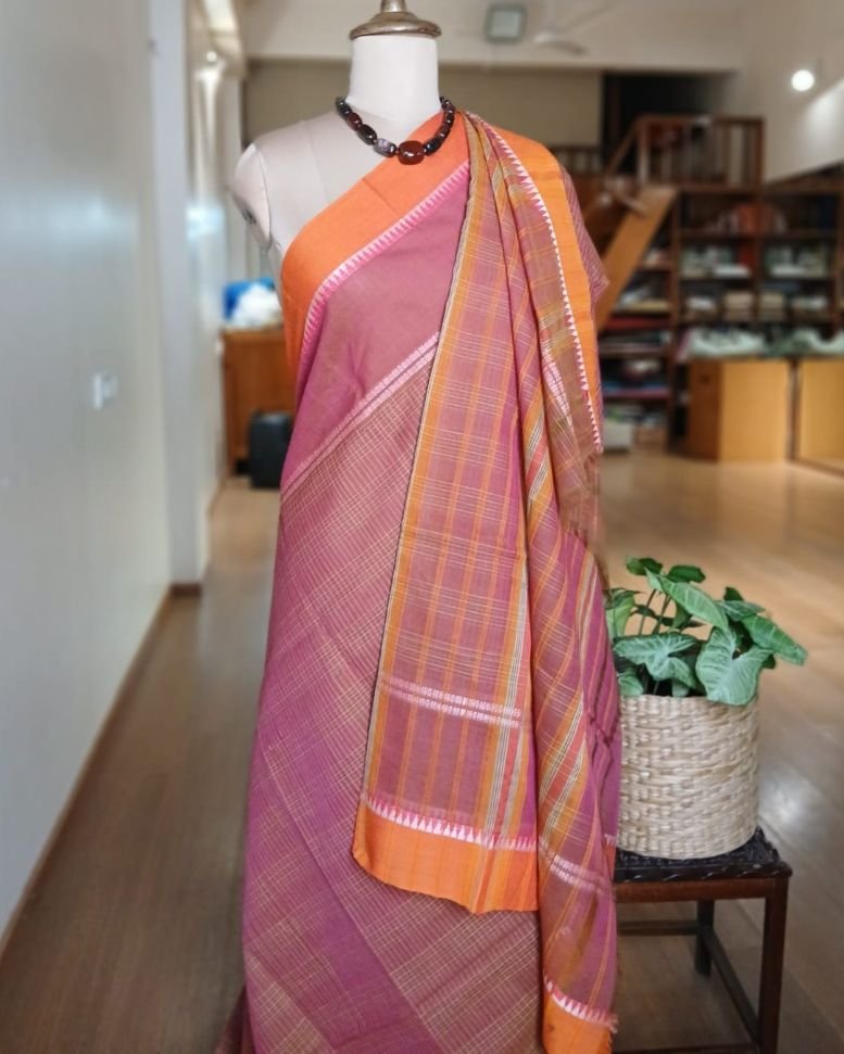 Handloom Cotton Saree from Narayanpet in Telangana – (HCSN0009) - Image 4
