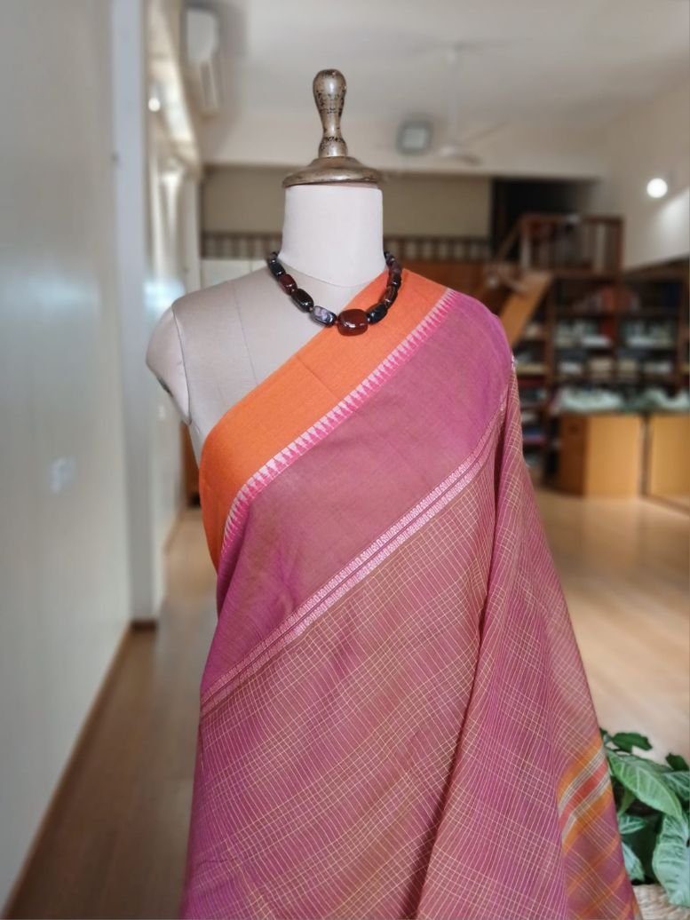 Handloom Cotton Saree from Narayanpet in Telangana – (HCSN0009) - Image 5