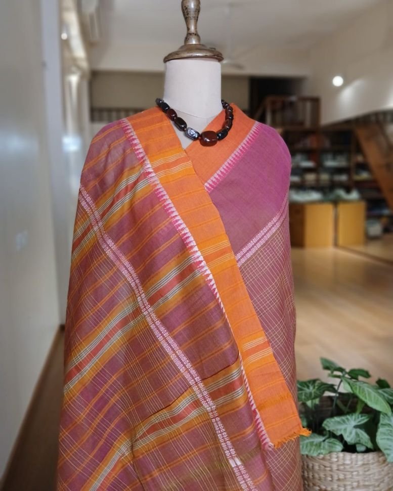 Handloom Cotton Saree from Narayanpet in Telangana – (HCSN0009) - Image 6