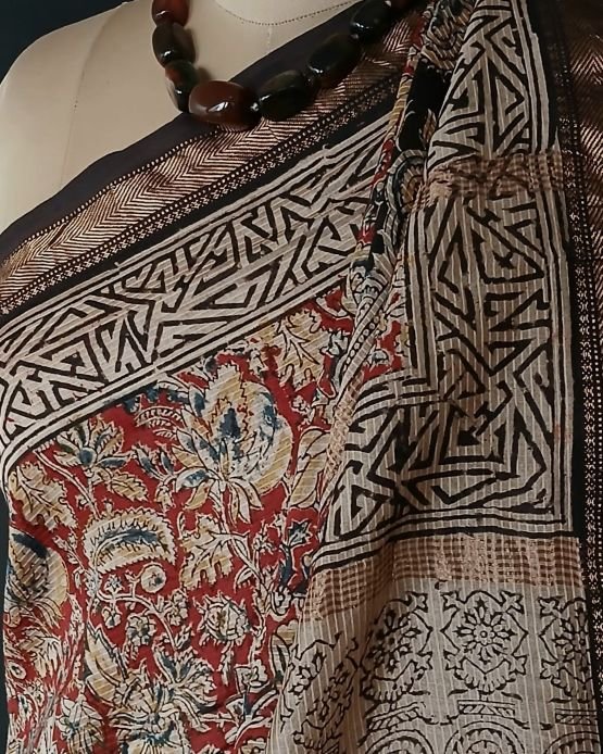 Pedana Silk-Cotton Kalamkari saree – (PSKS0011)