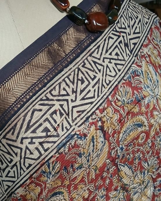 Pedana Silk-Cotton Kalamkari saree – (PSKS0011) - Image 3
