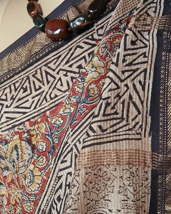 Pedana Silk-Cotton Kalamkari saree – (PSKS0011) - Image 5