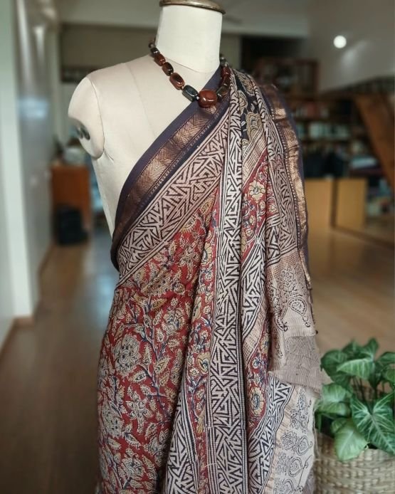 Pedana Silk-Cotton Kalamkari saree – (PSKS0016) - Image 6