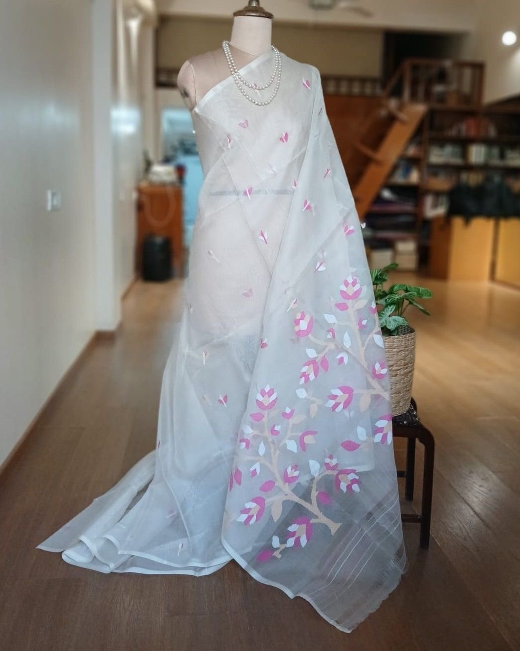 Handweave Jamdani Silk Saree – (SJMS1125)