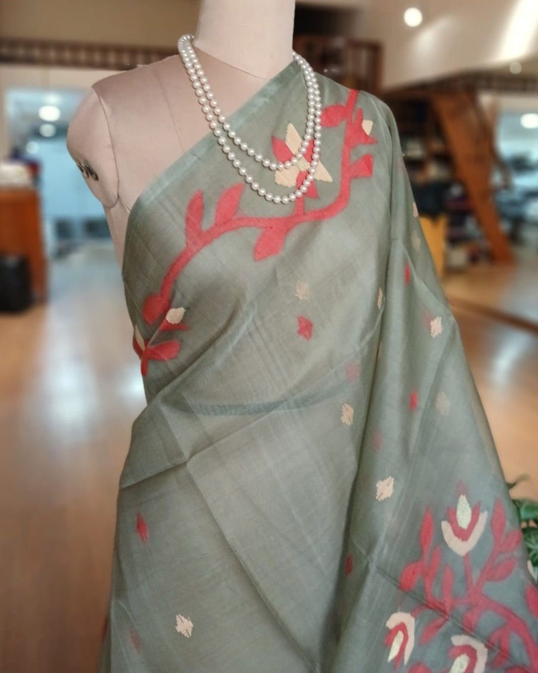 Handweave Jamdani Silk Saree – (SJMS1128) - Image 2