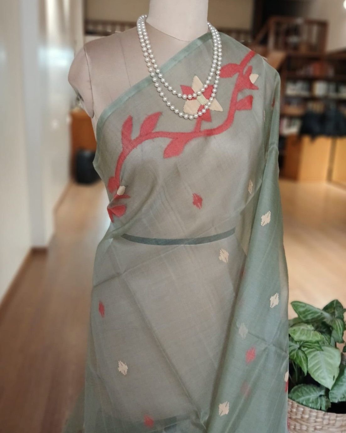 Handweave Jamdani Silk Saree – (SJMS1128) - Image 4