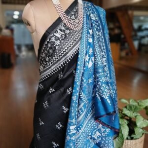 Santiniketan Kantha Saree in pure Bisnupuri Silk – (SNBK1045)