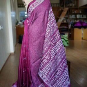 Santiniketan Kantha Saree in pure Bisnupuri Silk – (SNBK1048)