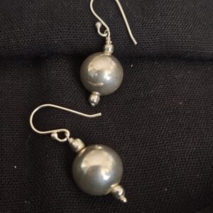 Cute silver ball pendant earrings handmade in Jaipur - (STDS0006)