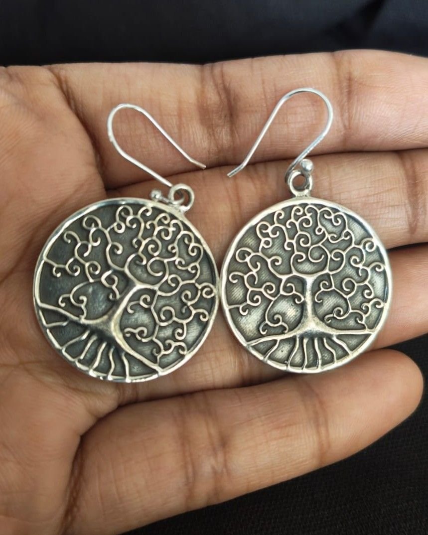Tree of Life coin danglers handmade in Jaipur - (STDS0009) - Image 3
