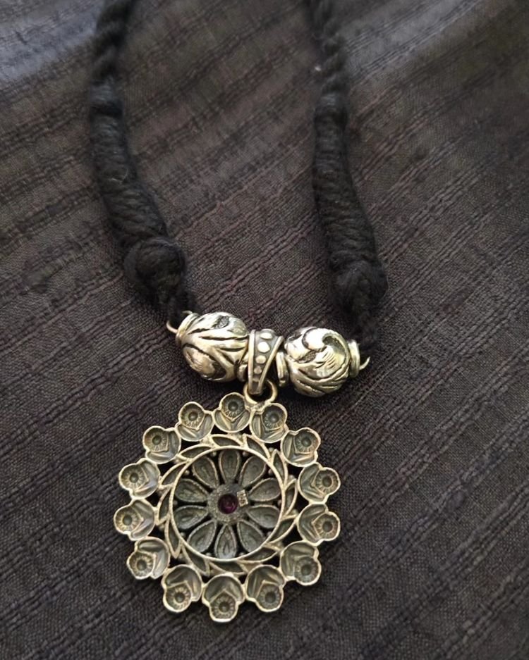 Silver Jhumkas and Pendant Set - (SJPS0001) - Image 5