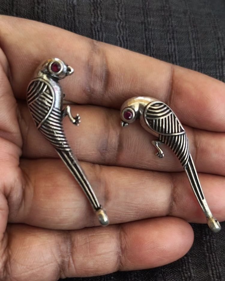 Parrot Earring in Silver - (STDS0004) - Image 2