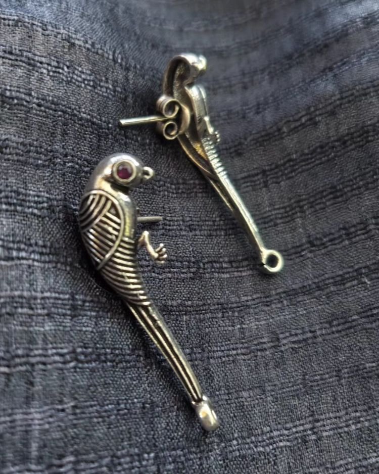 Parrot Earring in Silver - (STDS0004) - Image 3