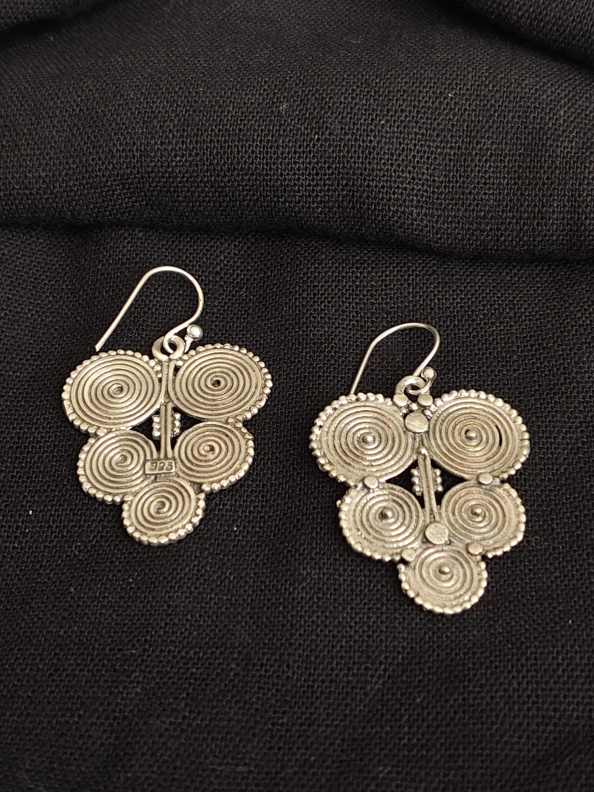 Five-Circle Silver danglers handmade in Jaipur- (STDS0010) - Image 4