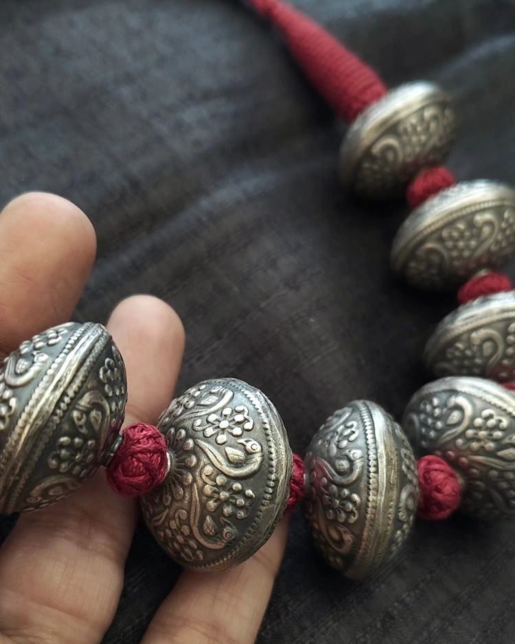 Chunky Silver Necklace from Jaipur - (CCPS0003) - Image 4