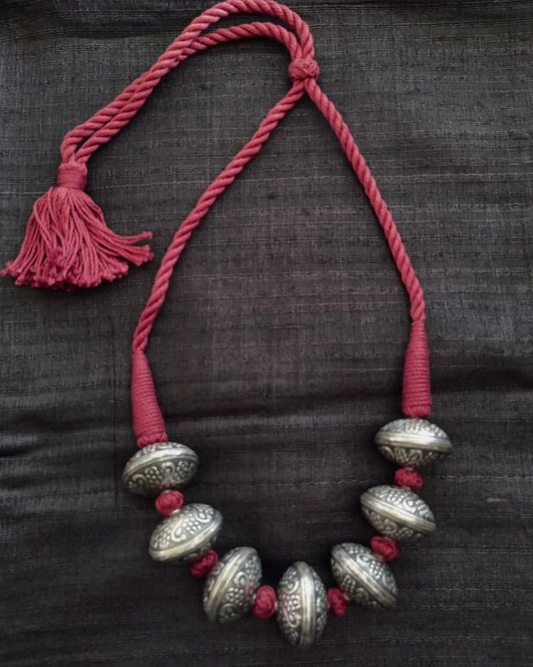 Chunky Silver Necklace from Jaipur - (CCPS0003) - Image 2