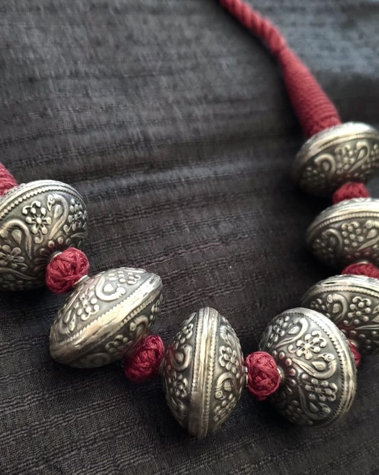 Chunky Silver Necklace from Jaipur - (CCPS0003)