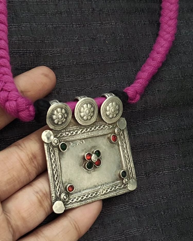 Tribal-style Flat Amulet Pendant in Silver – (CCPS0006)