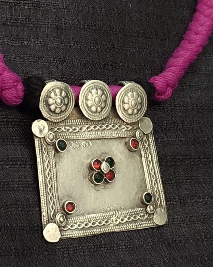 Tribal-style Flat Amulet Pendant in Silver – (CCPS0006) - Image 4
