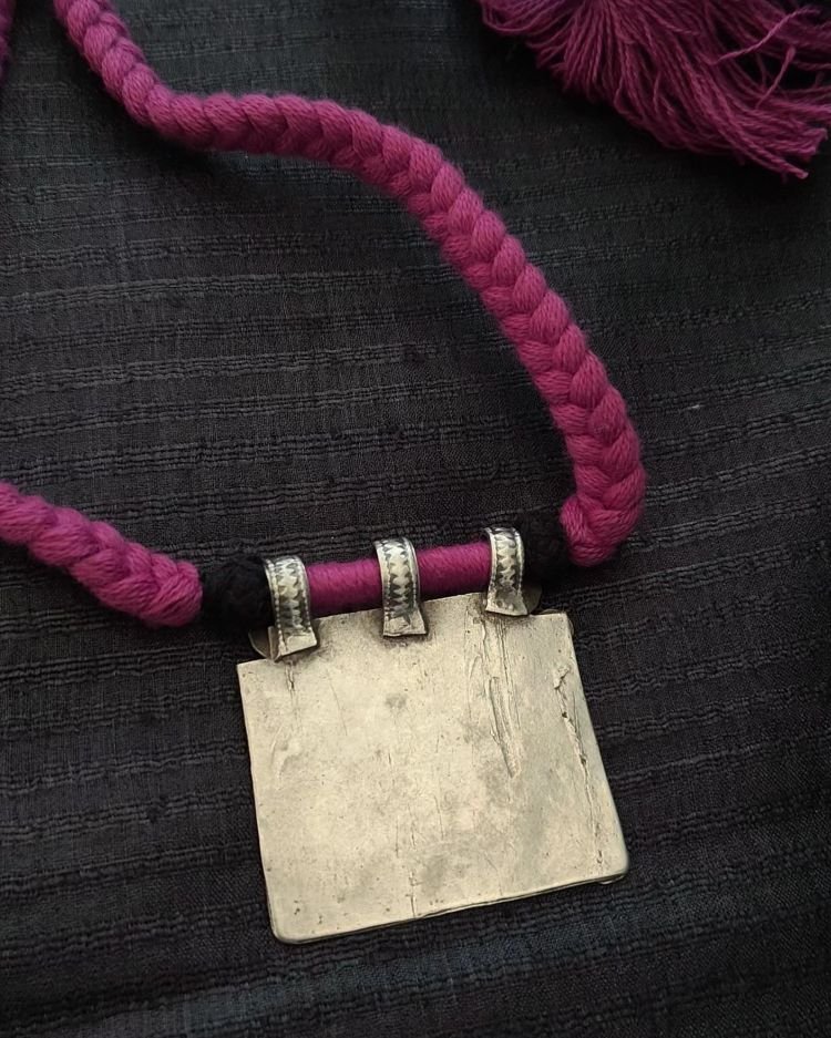 Tribal-style Flat Amulet Pendant in Silver – (CCPS0006) - Image 3